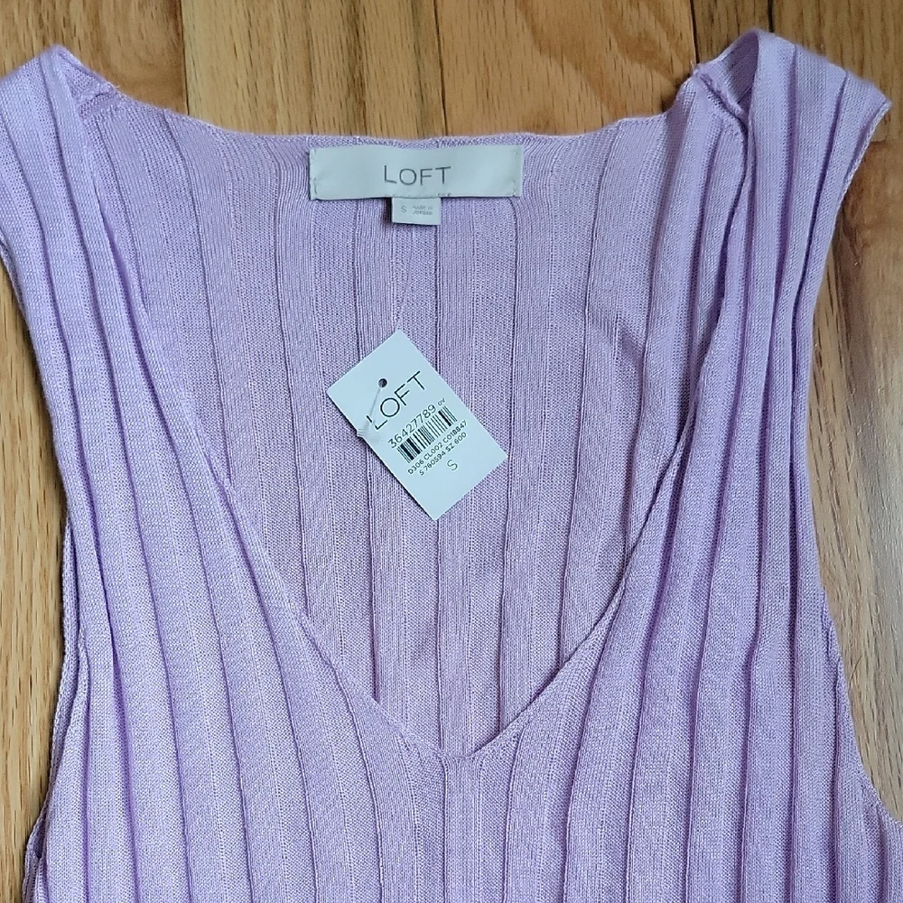 Loft Lilac Sleeveless Ribbed Top - Picture 2 of 2
